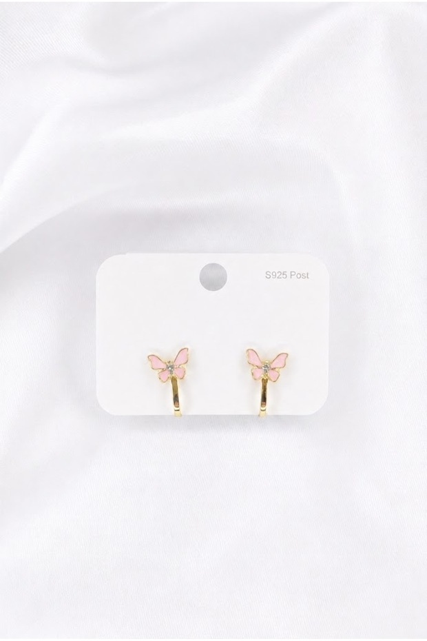 Steel Children's Earrings - Clip-On (Non-Pierced) - Butterfly Model - for Non-Pierced Ears!