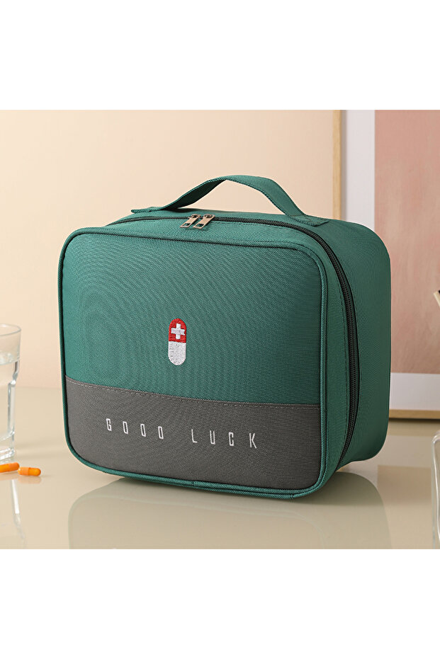large green bortable medicine bags, emergency school health kits, mandatory equipment for students r