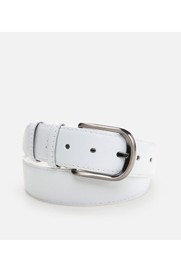 Men's Leather White Belt