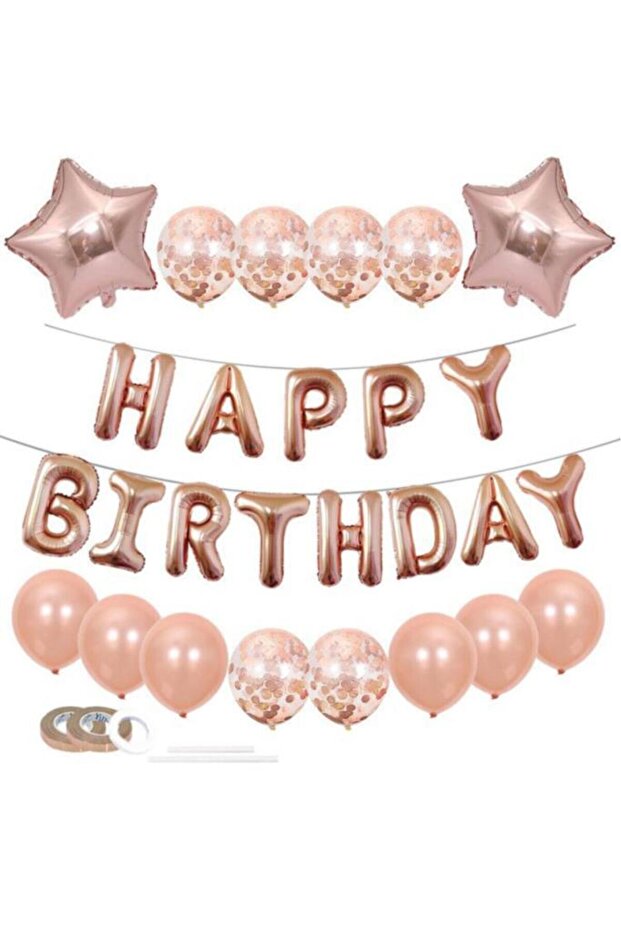 Rose Gold Happy Birthday Birthday Set
