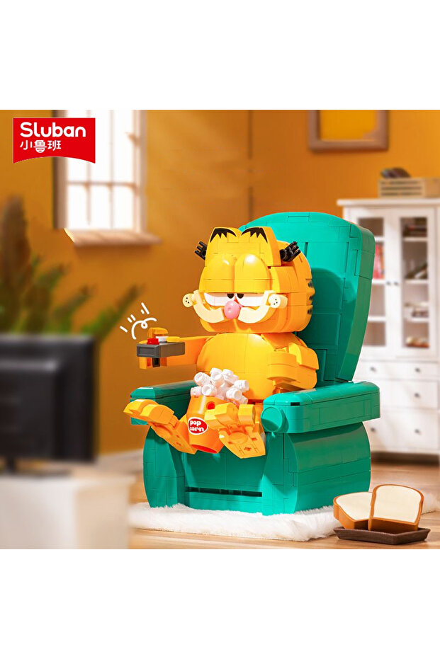 With Box Garfield Garfield Building Blocks Sitting Sofa Cat Model Bricks Classic Anime Scene