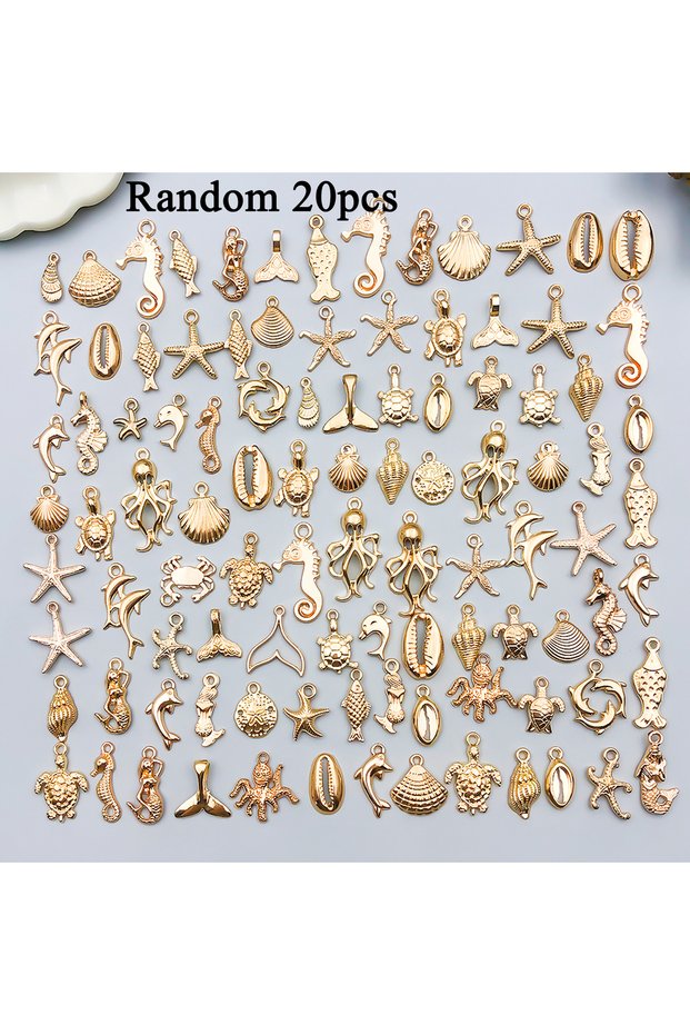 SN1266-20pcs Random 20pcs/50pcs/100pcs Alloy KC Golden Ocean Pendant Jewelry Making DIY Keychain Ear