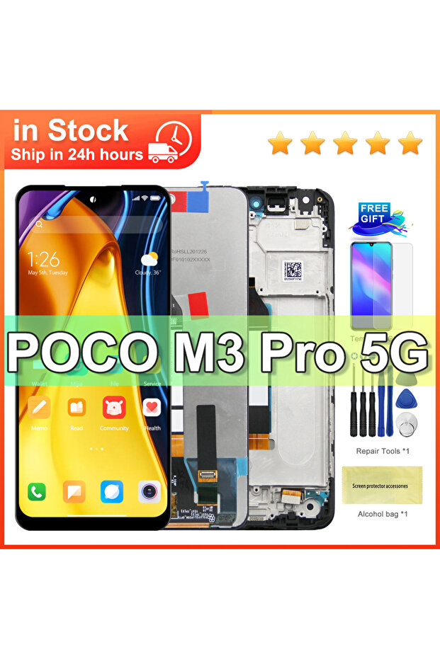 Black With Frame For Xiaomi Poco M3 Pro 5G LCD Display Touch Screen Assembly Replacement For Xiaomi