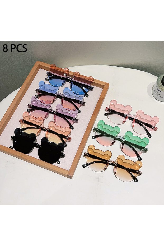 as picture shows 8 pcs (all colors) 1/8 Pcs Cute Bear Shaped Sunglasses for Children 2025 New Fashio