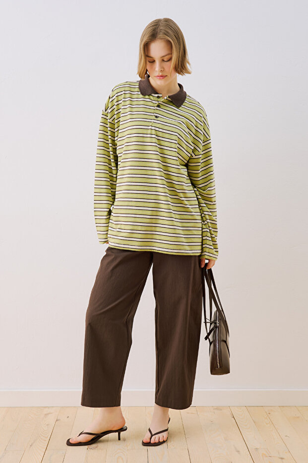 Gabardine Barrel Pants Brown