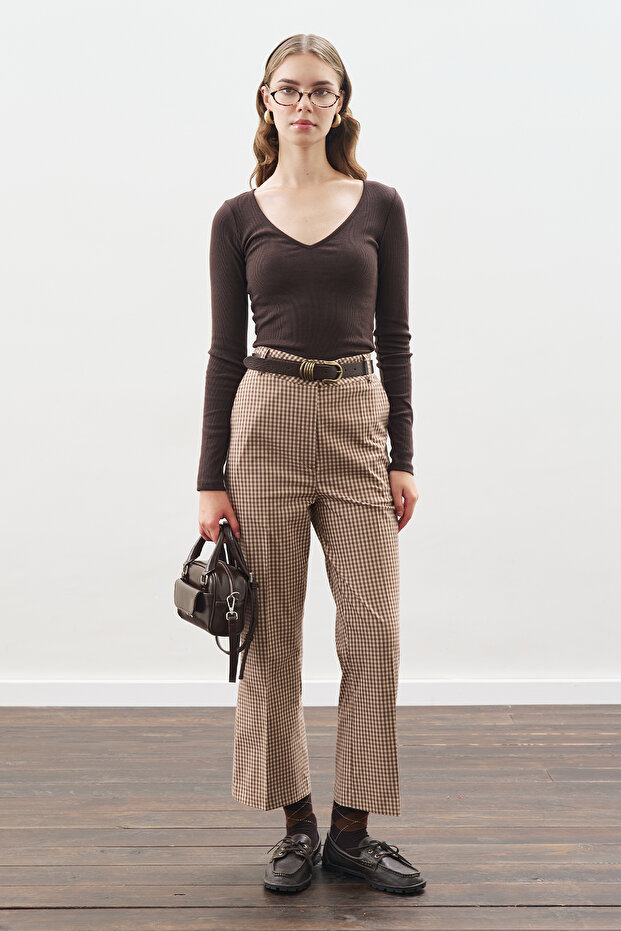 Flare Cut Pants Plaid