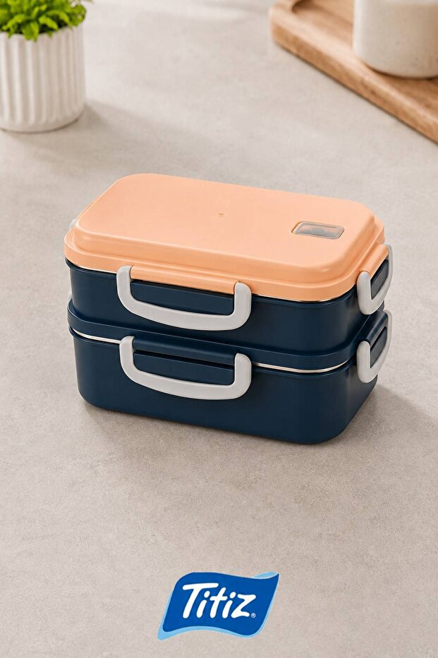 Aura 2-Tier Steel Nutrition Container | Heatable Design & Spoon-Fork Set