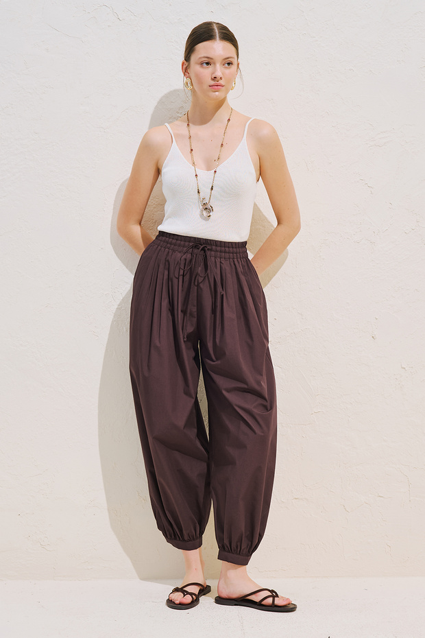 Balon Formlu Lace-Up Pants Brown