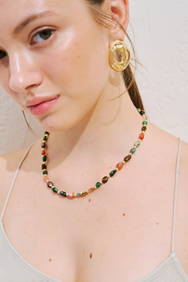 Nora Natural Stone Necklace Colorful