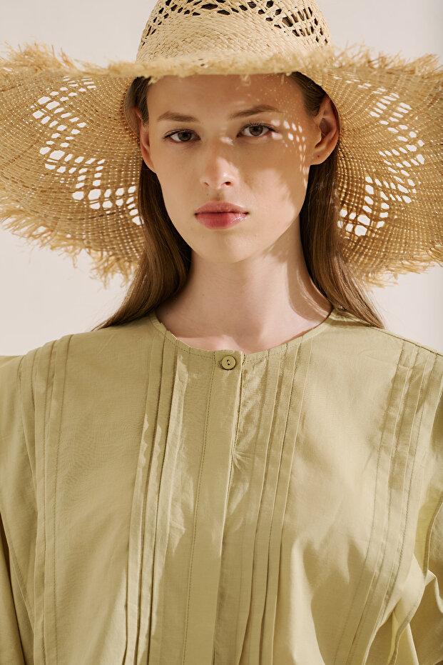 Ajurlu Wicker Hat Beige