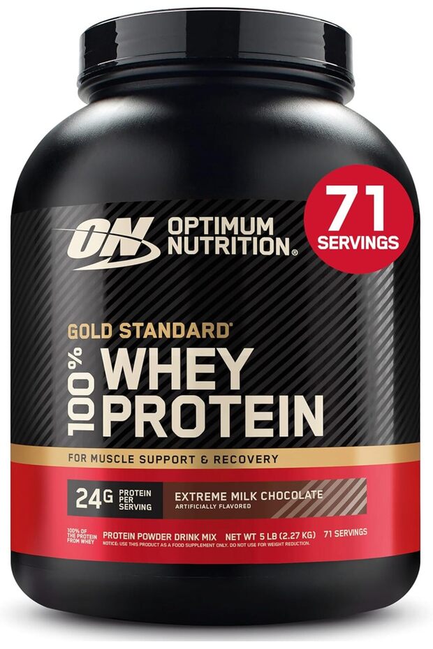 Gold Standard 100% Whey Protein, Primary Source Isolate, 24 Grams of Protein for Muscle Support and Recovery Extreme Milk Chocolate, 5 Lbs, 71 Servings (2.27 KG)
