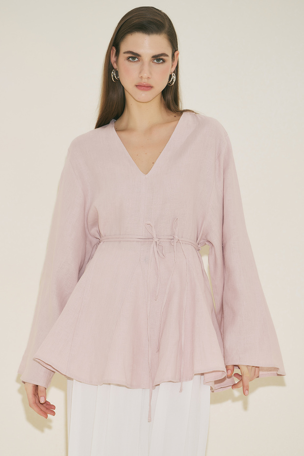 100% Linen Volume Tunic Pink