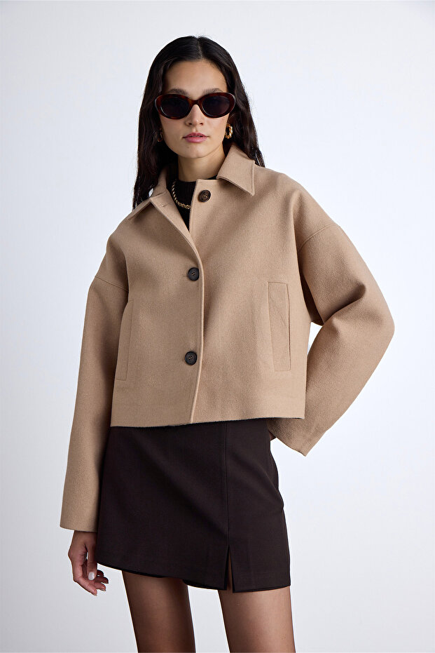 Dori̇ Short Bowling Coat Camel