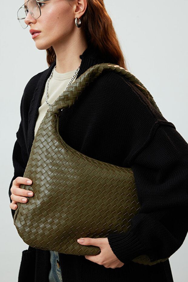 Frances Knitted Large Bag Green