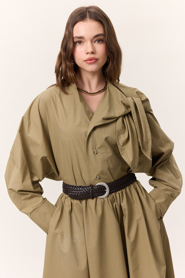 Tie-Dye Detailed Design Shirt Khaki