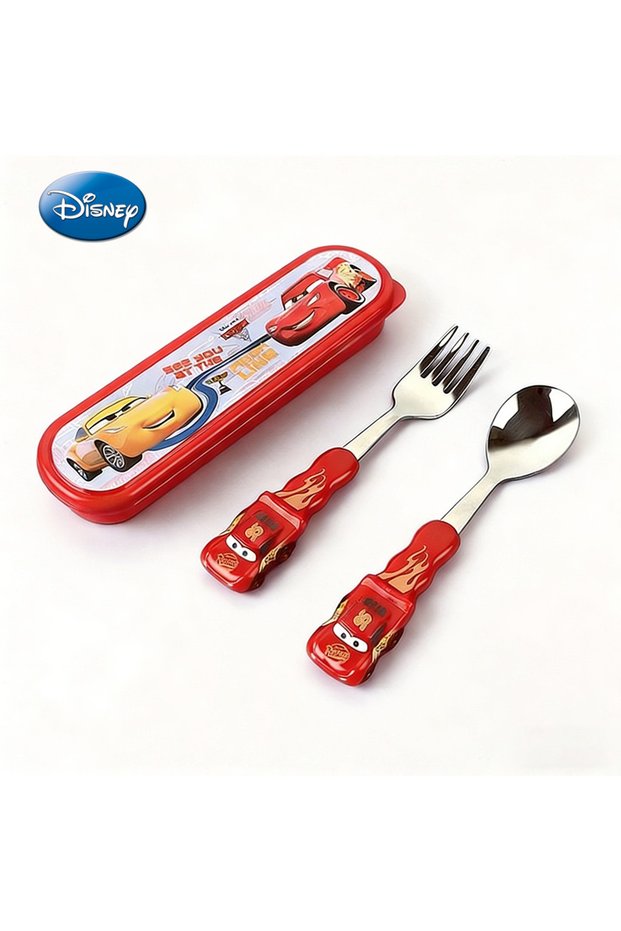 DC2274 3PCS Disney Officially Licensed Cars Lightning McQueen Stainless Steel Fork Spoon Set Food-Gr