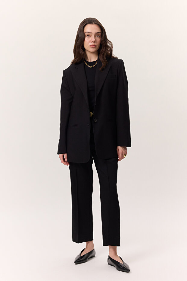 Straight Cut Trousers Black