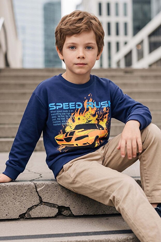 Car Printed Boy's Sweatshirt
