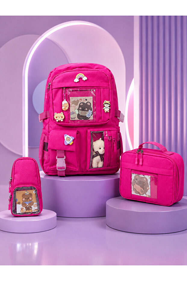 3-Piece Backpack-School Bag Combination Set Large Volume