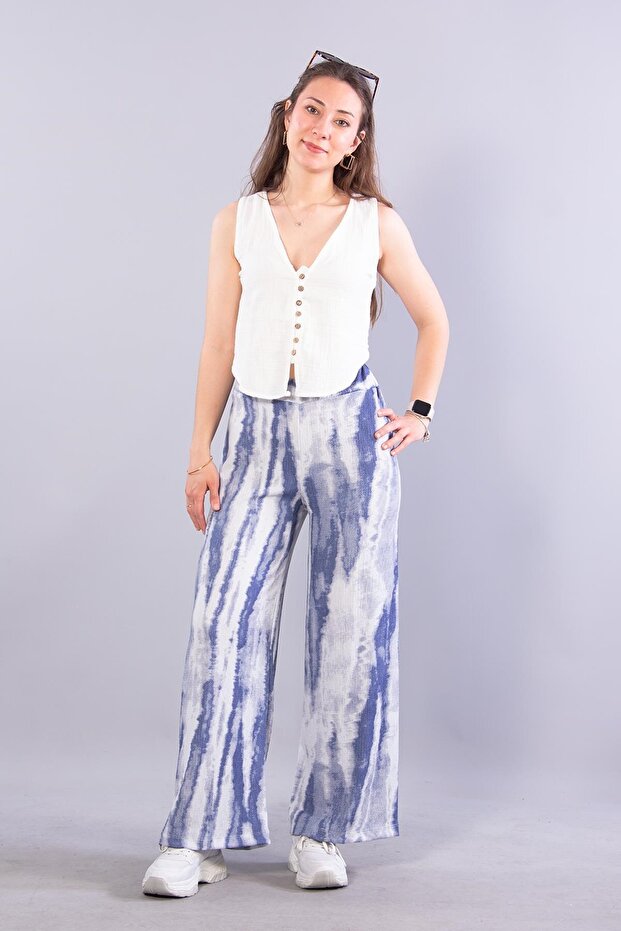5681 Wide Leg Patterned Trousers