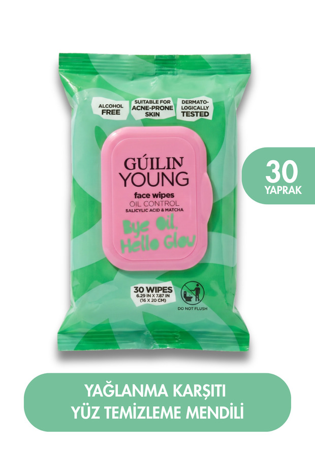 Young Oil Balancing Facial Cleansing Wipes 30Pcs | Salicylic Acid & Matcha Extract | For Skin Prone to Acne | Alcohol-Free