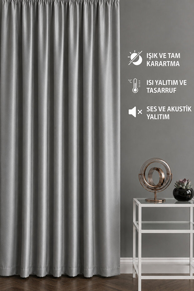 Luxury Blackout Light Proof Gray Blackout Curtain No Pleats Enxboy Option