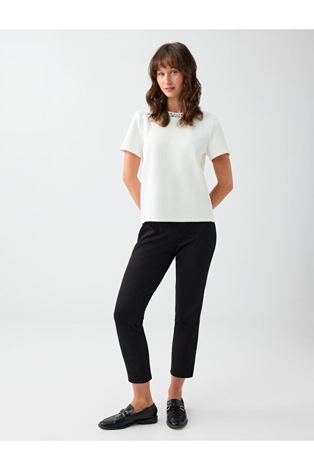 Black High Waist Zipper Pants with Detailed Cuffs