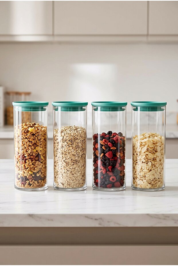 4-Piece Breakfast Club Jar Set with Colorful Lids
