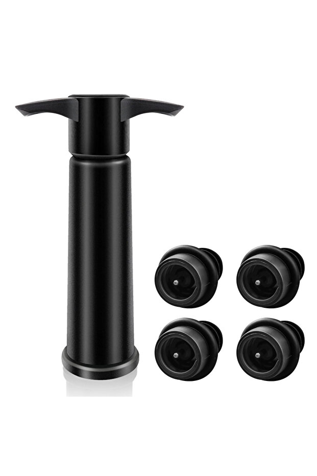 black-4 stoppers Wine Saver Pump Vacuum Wine Bottle Stoppers with Food Grade Silicone Leak Proof Kee