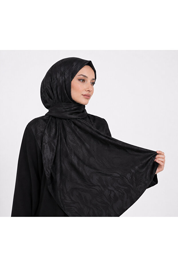 Black flame pattern (imported) jacquard shawl