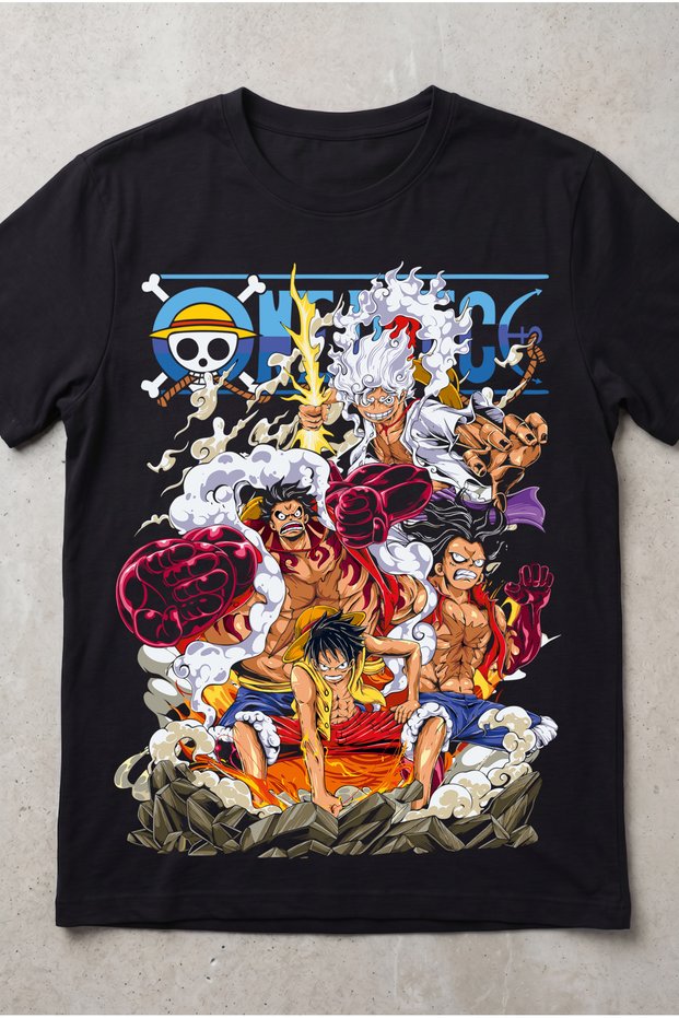One Piece Monkey D. Luffy Black Anime Printed Standard Fit Unisex T-Shirt