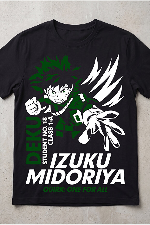 My Hero Academia Deku One for All Black Anime Printed Standard Fit Unisex T-Shirt