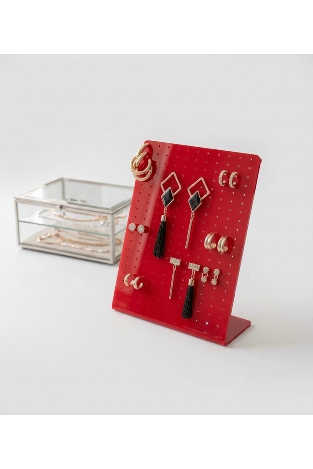Earring & Jewelry Stand (Red)