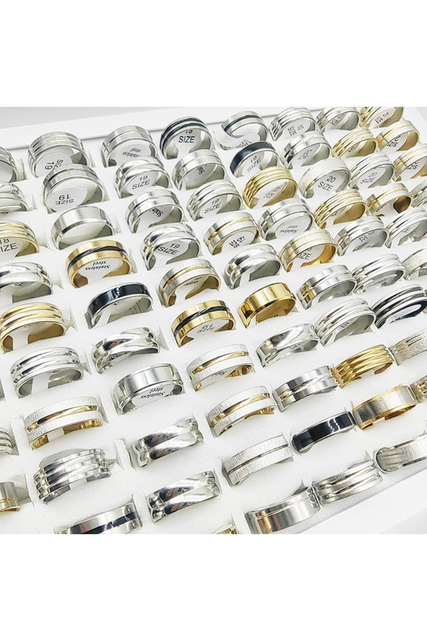 mix size(17-21mm) 20pcs mix style 1 20Pcs/Lot Fashion Multicolor Stripe Stainless Steel Rings For Wo