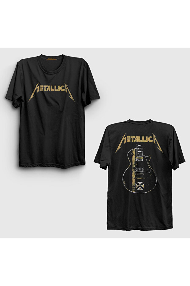 Unisex Black Guitar V2 Metallica Back Printed T-Shirt 516828 Tt