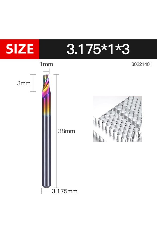 30221401 HUHAO 3.175 4 6 8mm Single Flute End Mill HRC70 Aluminum Spiral Router Bit DLC Coating Carb