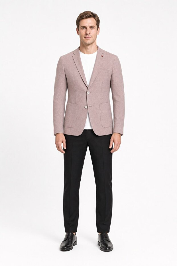 Men's Plain Knitted Cotton 6 Drop Slim Fit Jacket 1002250114