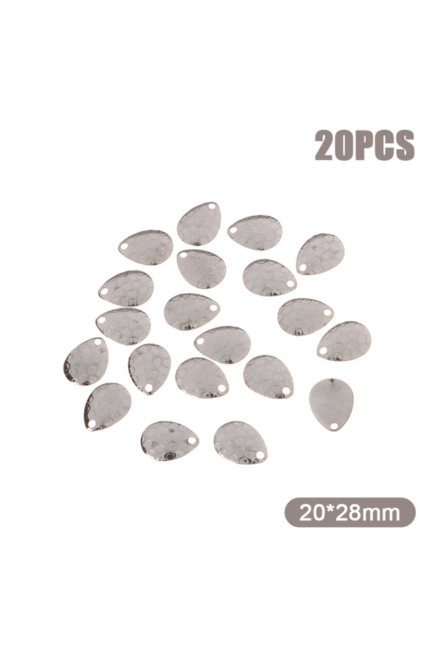 L Silver 20Pcs Fishing Spinner Blades Metal Waterdrops Shape Spoons Plaice For Tackle Craft Bait Too