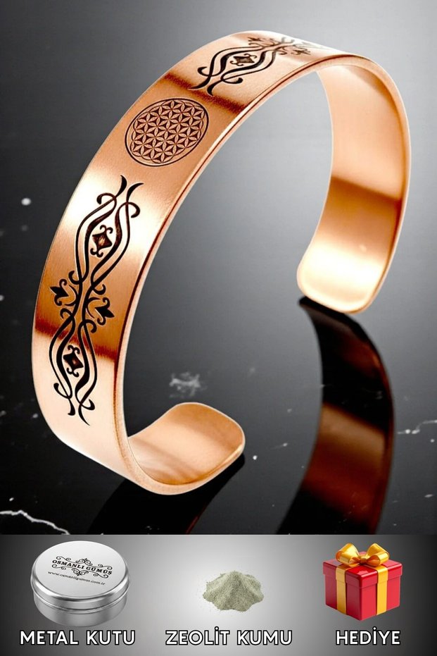 Women's Copper Bracelet - Lotus Flower of Life Engraved Laser Etched Copper Bracelet