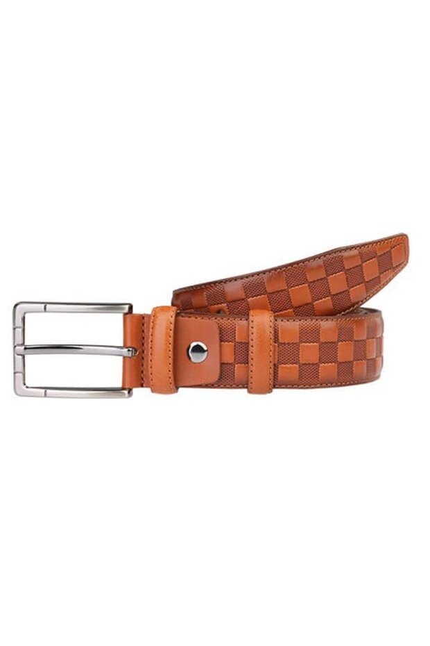 Tera Genuine Leather Men's Classic Belt Tan