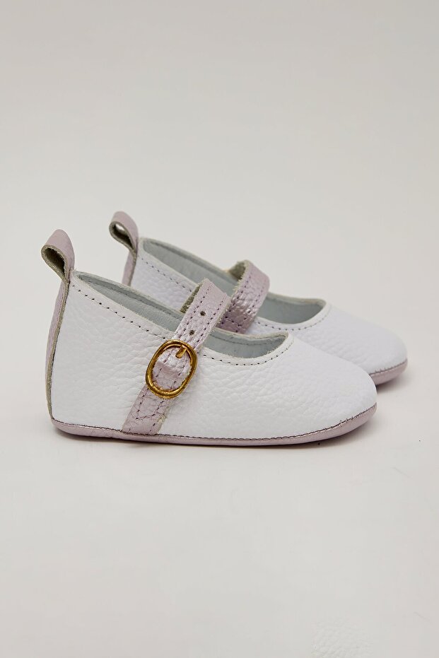 Luna Genuine Leather Baby Girl Ballerinas White Pearlescent