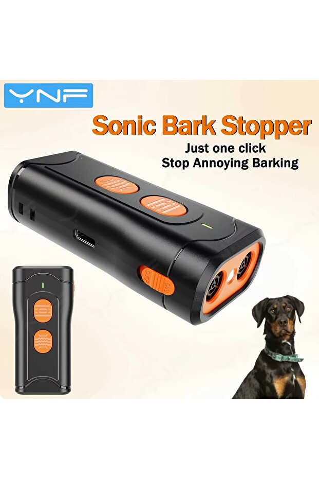 Light Grey Ultrasonic Anti‑Barking Dog Deterrent, 40KHz Rechargeable Portable Dog Training Tool Indo