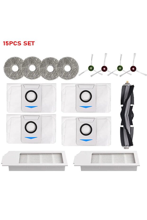 15PCS SET For Ecovacs Deebot X1 OMNI/TURBO,T10 OMNI/TURBO/X1S PRO Dust Box,Main Side Brush,Hepa Filt