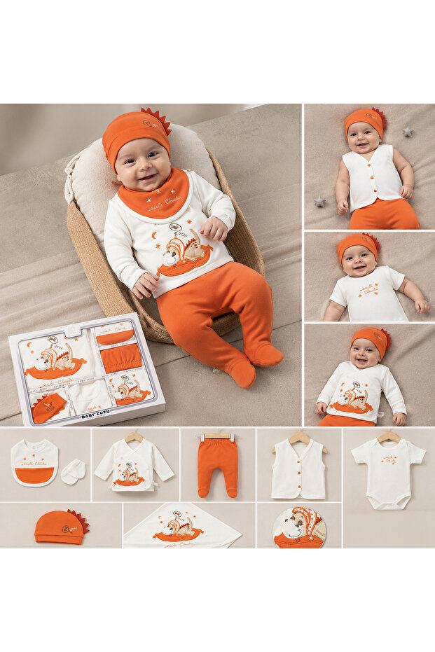 Mi̇lays Cute Sleeping Dinosaur Newborn 10 Pack Hospital Release 100% Cotton