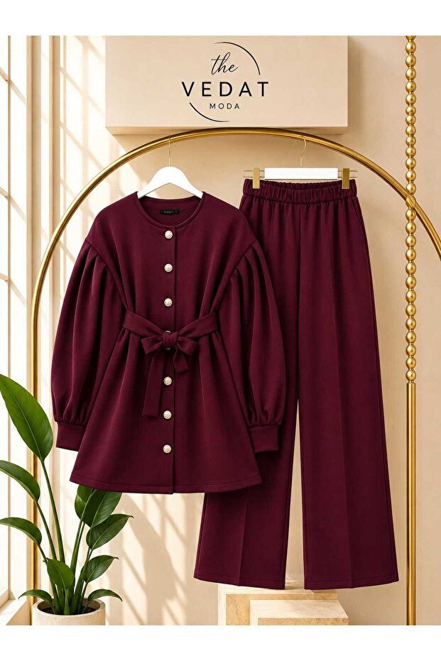 Women's Balloon Sleeve Tunic - Pants Scuba Set -0561 (Product Is Oversized, You Can Get a Size Smaller)