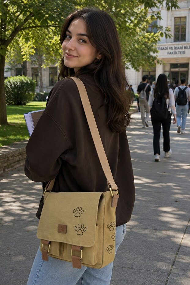 Waterproof Canvas Camel Paw Business School Briefcase Laptop Bag