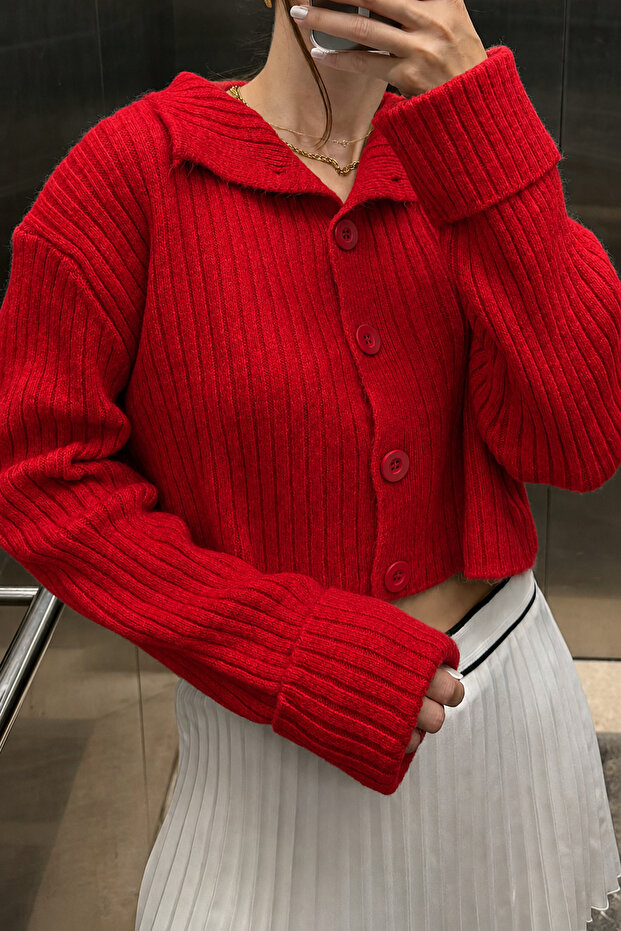 Basic Crop Soft Textured Stand Collar Knitwear Cardigan Aw25Hi0004