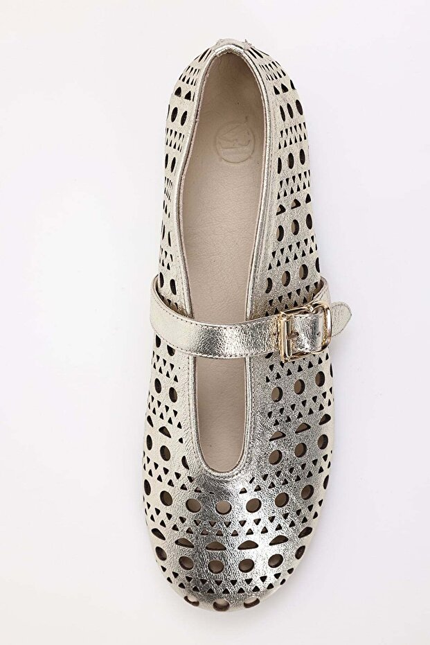 Gold Perforated Ballerinas 26023