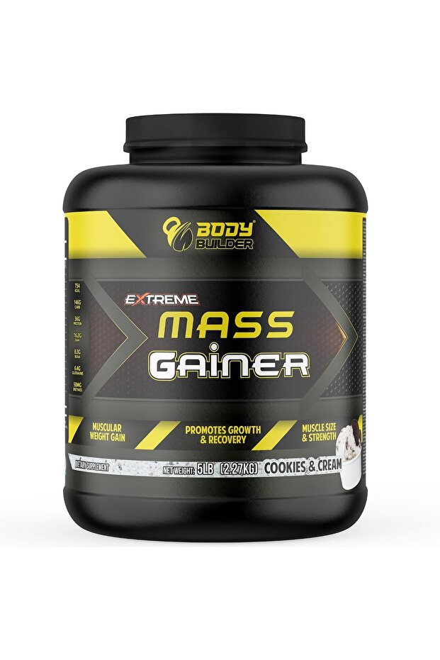 Extreme Mass Gainer, Cookies and Cream, 5 LB, 40gm of protein for muscle Growth & Recovery, Perfect for Extreme Bodybuilding