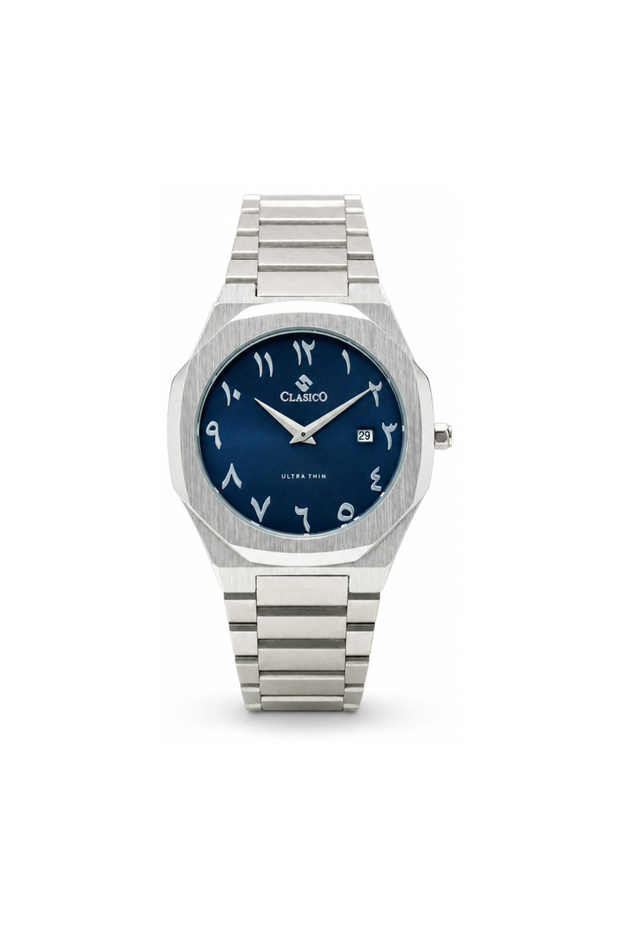C1 AR Men’s Ultra-Thin Octagonal Stainless Steel Watch Arabic Edition – Silver Case